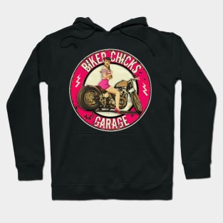 Biker Chicks Garage - Sexy Woman on Motorcycle Hoodie